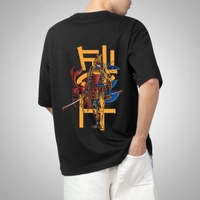 Fitforall® Samurai Betel Printed Black Oversized T-shirt for Men - Black, M-40