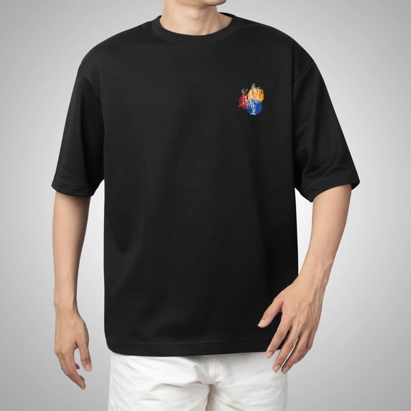 Fitforall® Samurai Betel Printed Black Oversized T-shirt for Men - Black, M-40