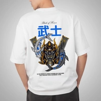 Fitforall® Samurai Printed White Oversized T-shirt for Men - White, XL-44