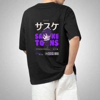 Fitforall® Sasuke Printed Black Oversized T-shirt for Unisex - Black, XL-44