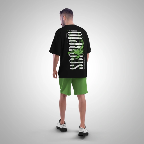 Fitforall® Scorpio Printed Black Oversized T-shirt for Men - Black, L-42