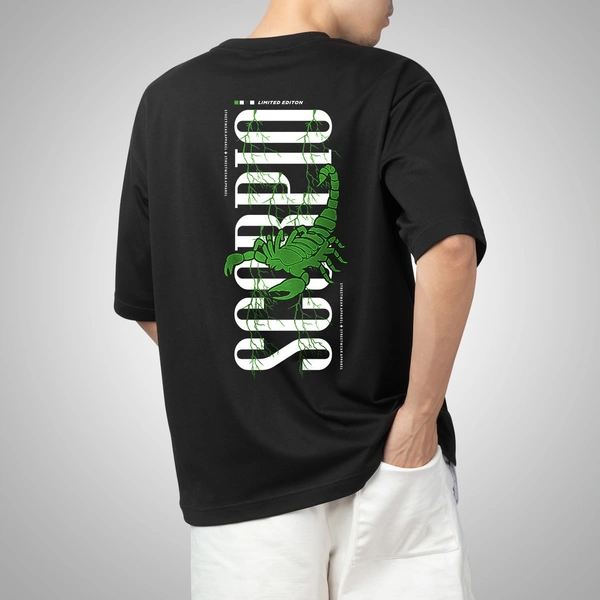 Fitforall® Scorpio Printed Black Oversized T-shirt for Men - Black, L-42