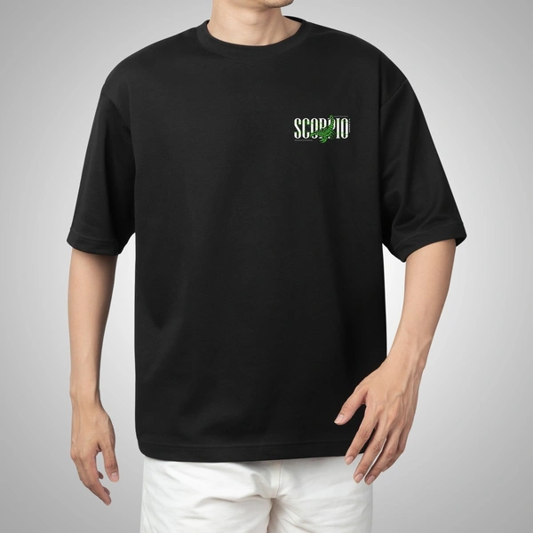Fitforall® Scorpio Printed Black Oversized T-shirt for Men - Black, L-42