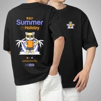 Fitforall® Summer Holiday Black Oversized T-shirt for Unisex - Black, L-42