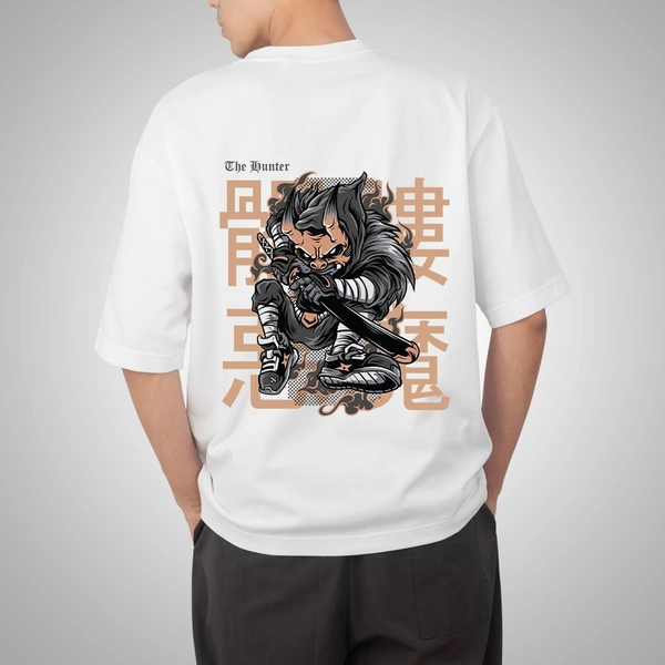 Fitforall® The Hunter White Oversized T-shirt for Men - L-42, White