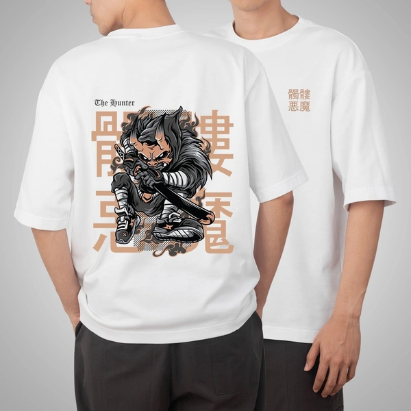 Fitforall® The Hunter White Oversized T-shirt for Men - L-42, White
