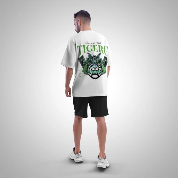Fitforall® Tigerg Printed White Oversized T-shirt for Men - L-42, White