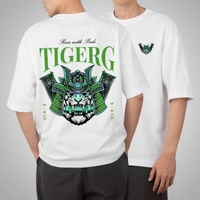 Fitforall® Tigerg Printed White Oversized T-shirt for Men - L-42, White