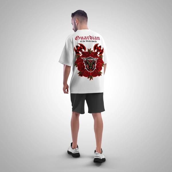 Fitforall® Underworld Guardian White Oversized T-shirt for Men - M-40, White