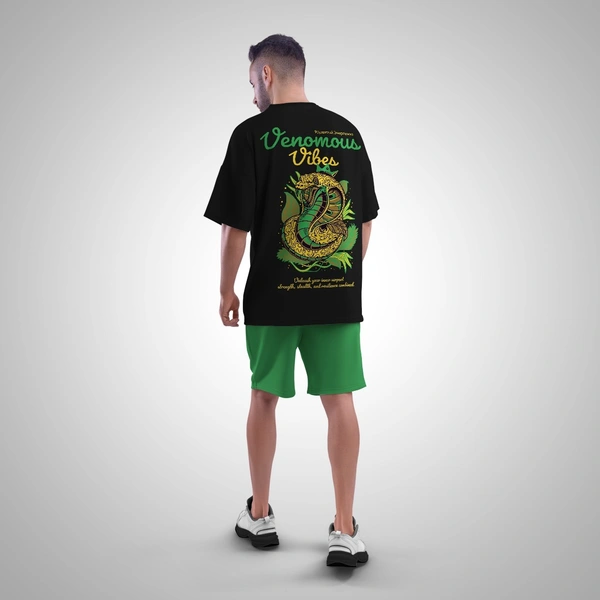 Fitforall® Venomous Vibes Black Oversized T-shirt for Men - L-42, Black