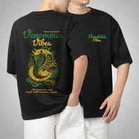 Fitforall® Venomous Vibes Black Oversized T-shirt for Men - L-42, Black