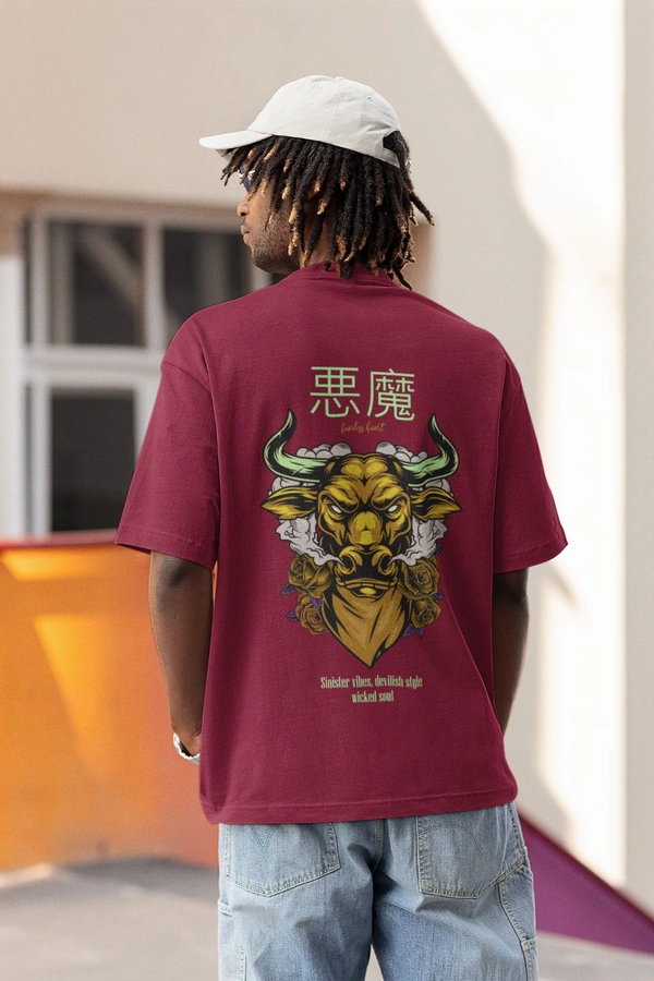 Fitforall® Sinister Vibe Oversized T Shirt For Men  - XXL-46, Maroon