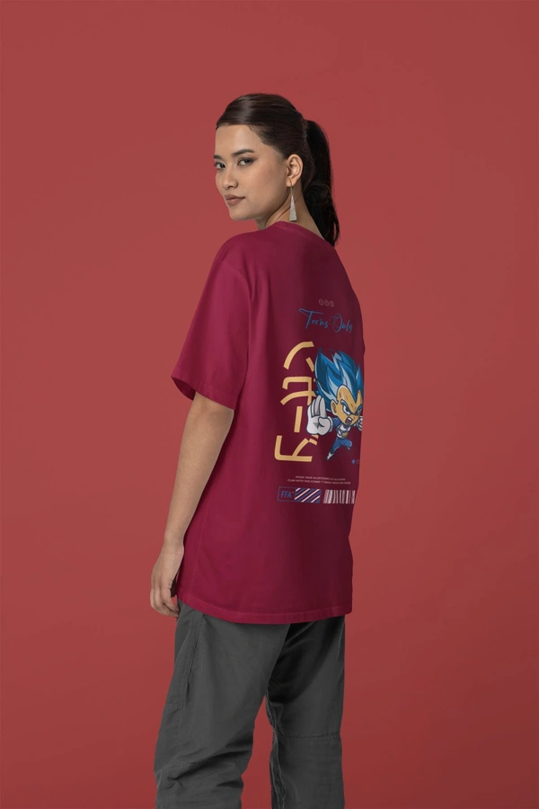 Fitforall® Sonic Printed Oversized T-shirt - M-40, Maroon