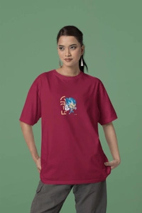 Fitforall® Sonic Printed Oversized T-shirt - M-40, Maroon