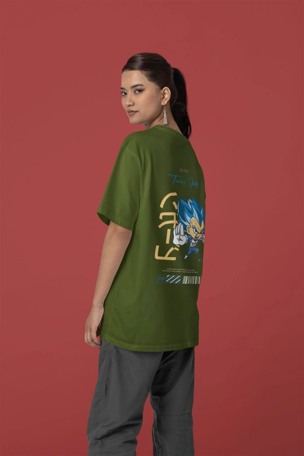 Fitforall® Sonic Printed Oversized T-shirt - XL-44, Olive Green