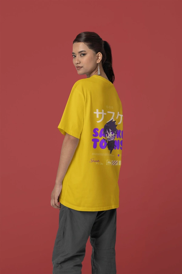 Fitforall® Sasuke Printed Black Oversized T-shirt for Unisex - XL-44, Musturd