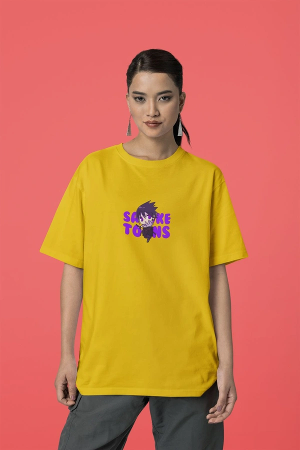 Fitforall® Sasuke Printed Black Oversized T-shirt for Unisex - XL-44, Musturd