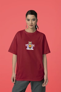 Fitforall® Summer Holiday Black Oversized T-shirt for Unisex - Maroon, XL-44
