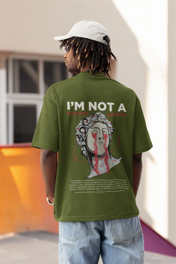 Fitforall® Gangester Printed Oversized T-Shirt - M-40, Olive Green