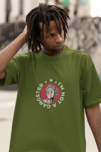 Fitforall® Gangester Printed Oversized T-Shirt - L-42, Olive Green
