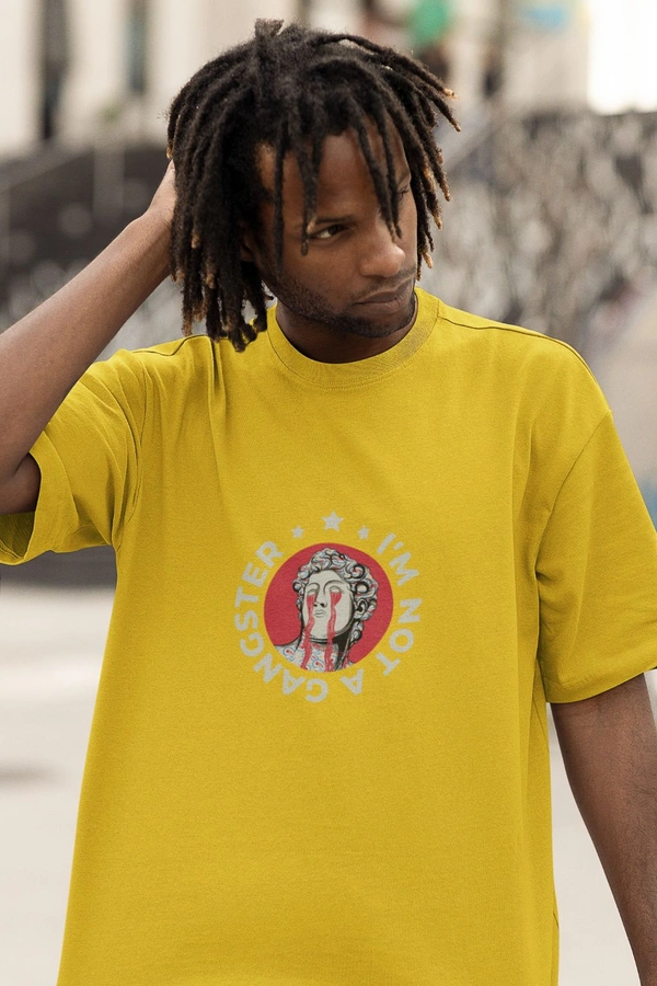 Fitforall® Gangester Printed Oversized T-Shirt - L-42, Musturd