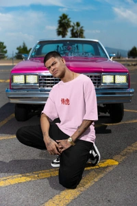 Fitforall® Japanese Tiger  Printed Black Oversized T-Shirt For Men - Pink, XL-44