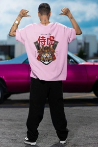 Fitforall® Japanese Tiger  Printed Black Oversized T-Shirt For Men - Pink, XXL-44