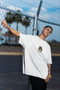 Fitforall® Poiison Printed Black Oversized T-shirt for Men - White, XL-44