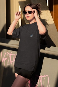 Fitforall® Blue Wave Oversized T Shirt For Unisex - XXL-46, Black