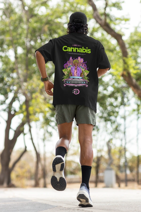 Fitforall® Cannabis Oversized T Shirt For Men - M-40, Black