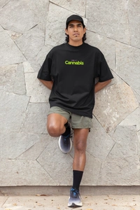 Fitforall® Cannabis Oversized T Shirt For Men - M-40, Black
