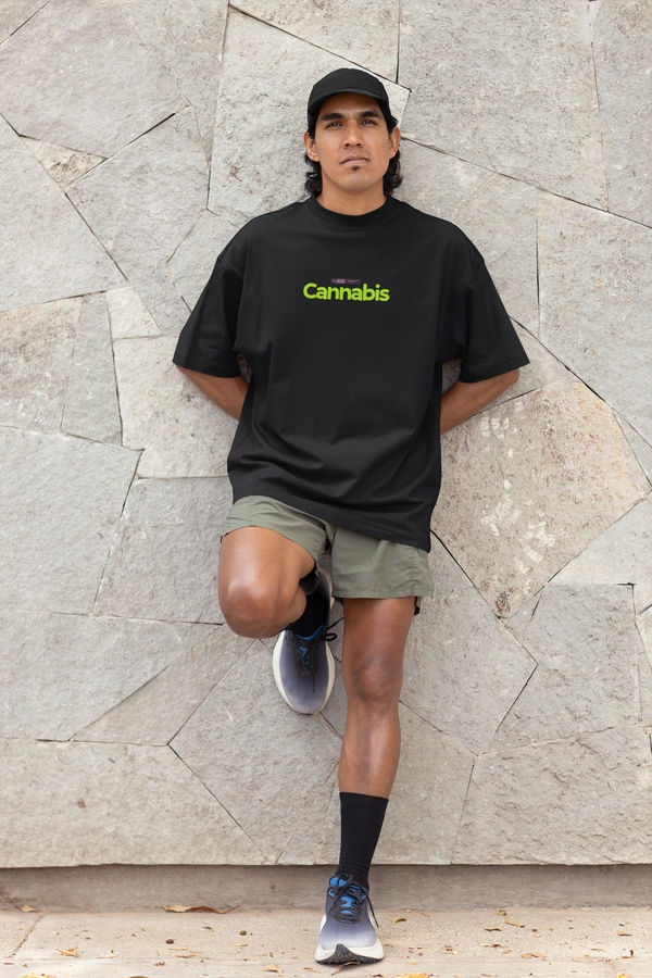 Fitforall® Cannabis Oversized T Shirt For Men - M-40, Black