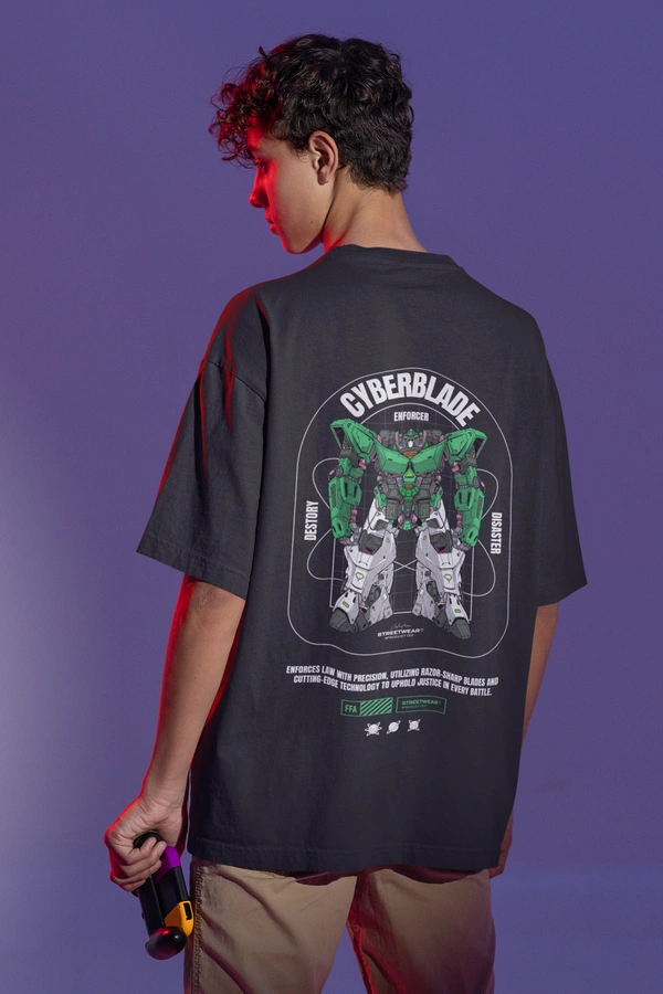 Fitforall® Cyberblade Oversized T Shirt For Men - XXL-46, Black