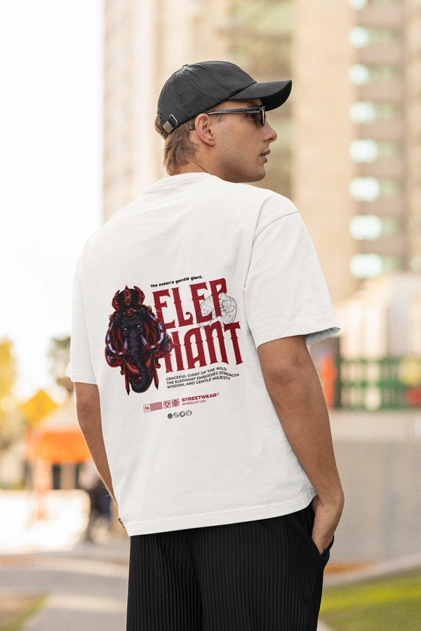 Fitforall® Elephant Oversized T Shirt For Men - L-42, White