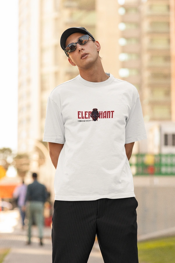 Fitforall® Elephant Oversized T Shirt For Men - L-42, White