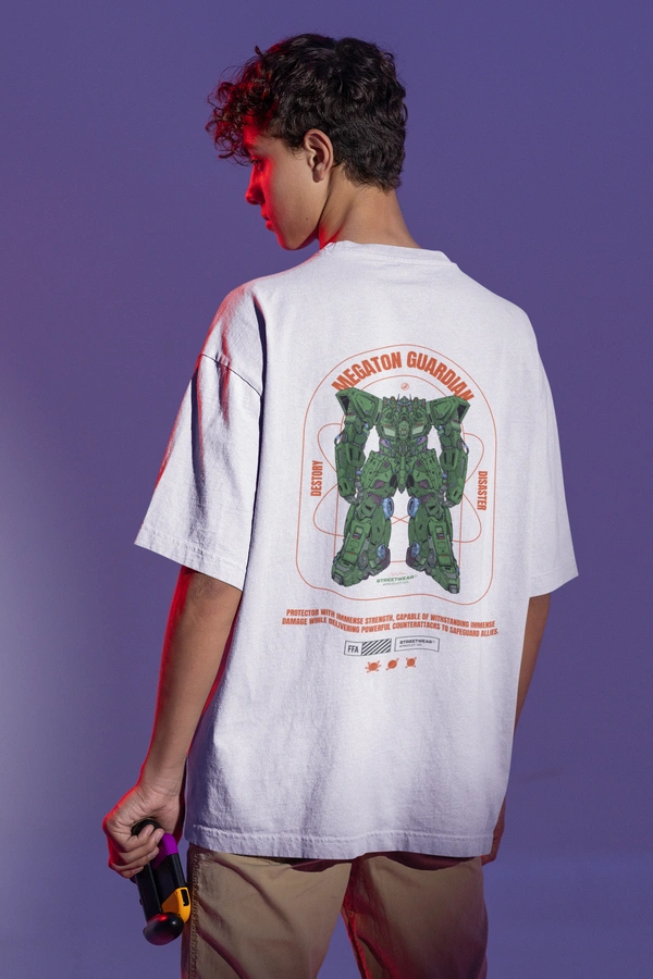 Fitforall® Megaton Guardian  Oversized T Shirt For Men - M-40, White