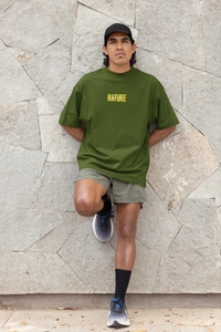 Fitforall® Nature_ Oversized T Shirt For Unisex With 3 Color - M-40, Olive Green