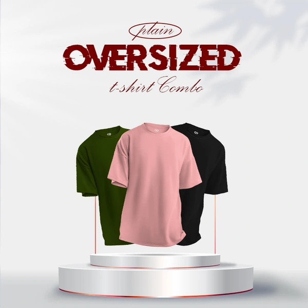 Fitforall® Plain Oversized T Shirt For Unisex With 3 Color (pack of 3) - M-40