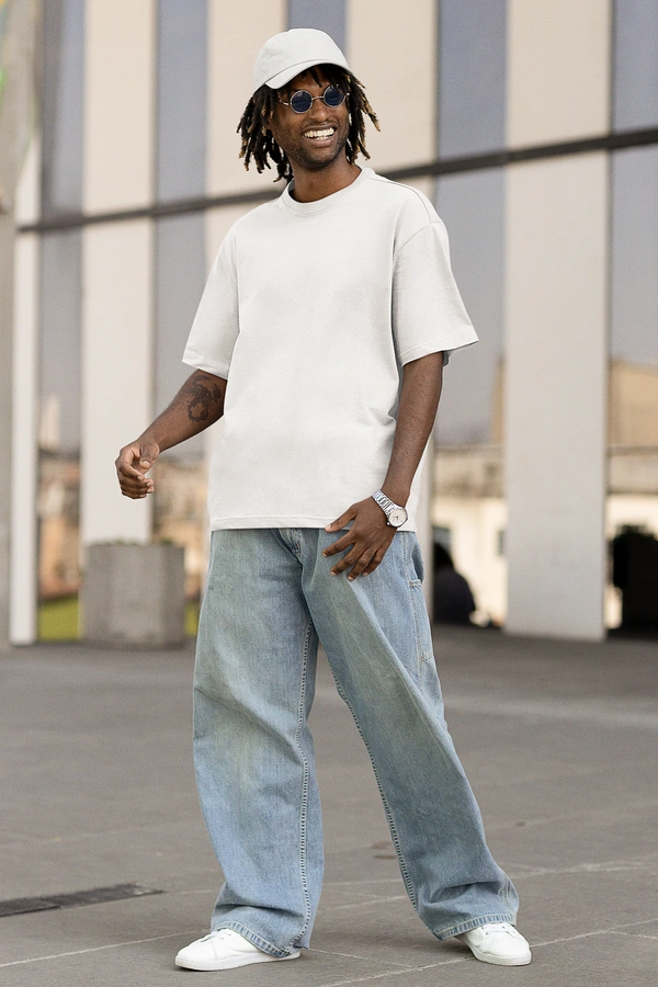 Fitforall® Plain Oversized T Shirt For Unisex With 6 Color - M-40, White