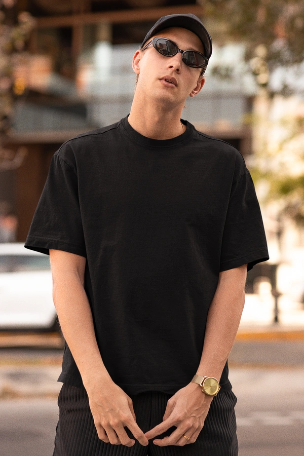 Fitforall® Plain Oversized T Shirt For Unisex With 6 Color - XXL-46, Black