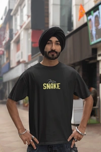 Fitforall® Snakes poison Oversized T Shirt For Men - XXL-46, Black