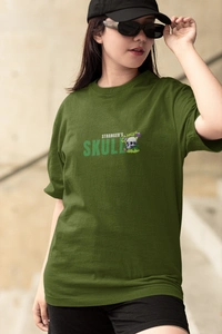 Fitforall® Stranger's Skull Oversized T Shirt For Unisex With 4 Color - M-40, Olive Green