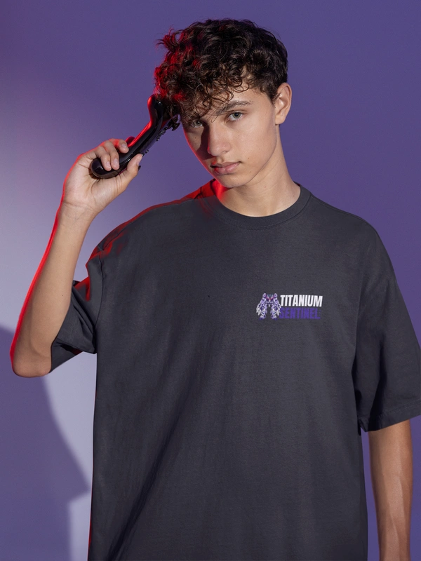Fitforall® Titanium setinel Oversized T Shirt For Men - L-42, Black
