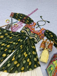 Beautiful Elegant Combination Of Tradition With Style - Green Top With OFF White Skirt