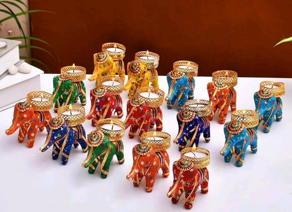 Traditional Elephant Tlight Holders Set Of 15 pcs