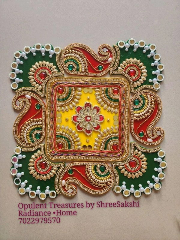 Traditional Colors Red, Yellow And Green, DIY, Reusable Rangoli  - 15inches