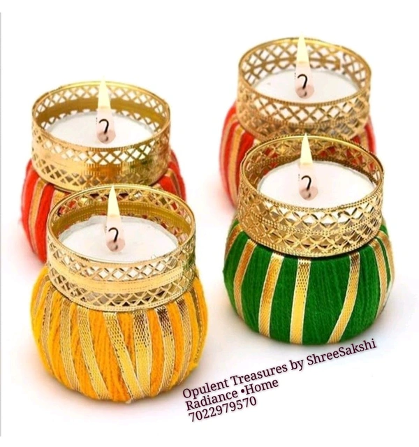 Damru Tlight Holders In Vibrant Colors Set Of 4