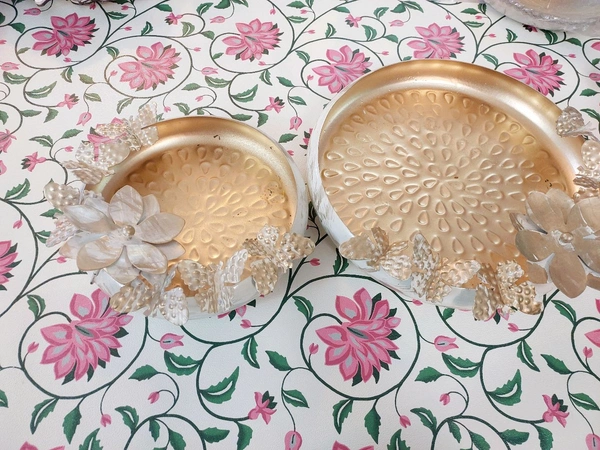 White And Gold combination Urli Set Of 2 sizes