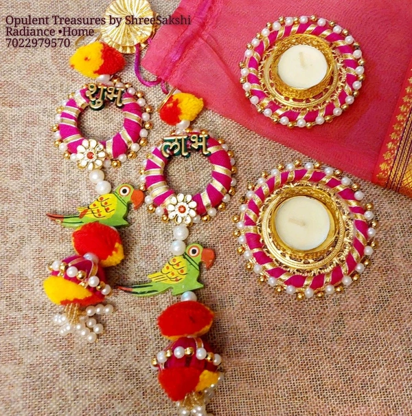 Tlight And Subh Labh Combo Set In Pink
