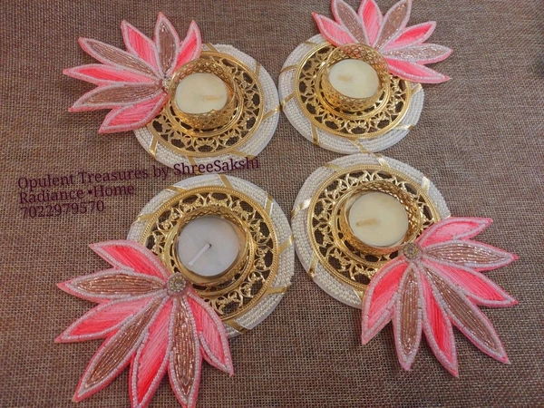 Bright Pink Tlight Holders Set Of 2 Pcs